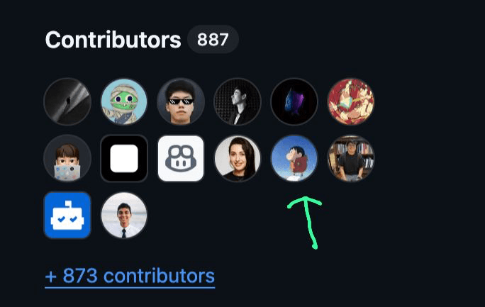 Better Auth contributors list showing Gautam as the first contributor after the core team